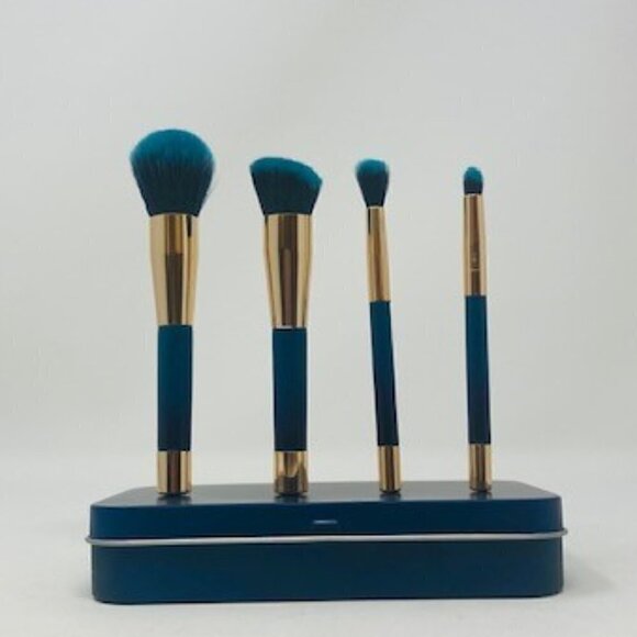 Makeup Travel Brush Set w Travel Tin- 4 essential Makeup brushes NEW in Box - Picture 2 of 5